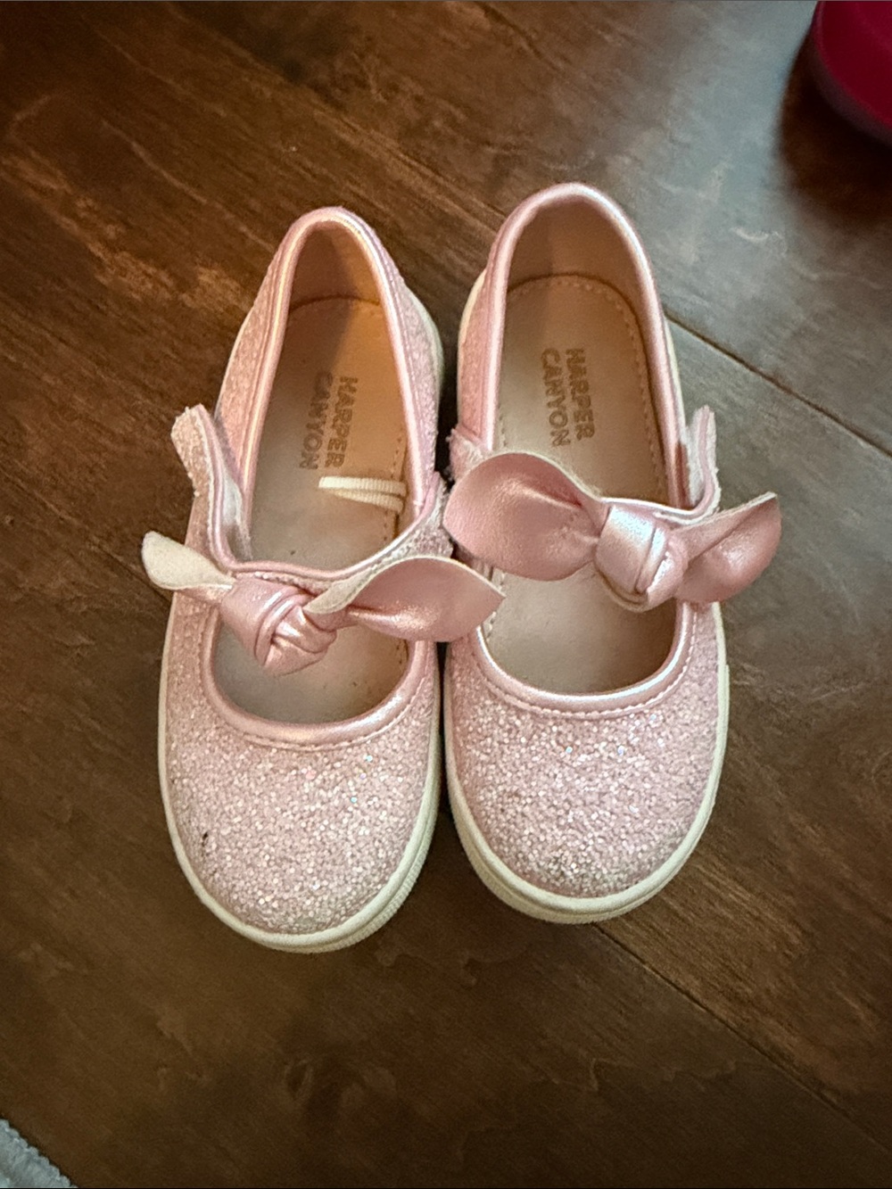 Harper Canyon Light Pink Glitter Bow Mary Jane Shoes